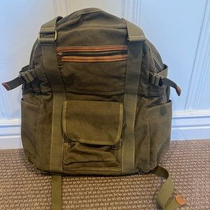 Olive green canvas backpack